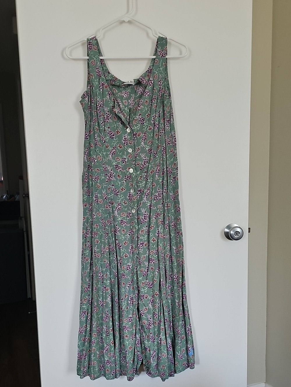 Robbie Bee Sage Green Floral Button-Front Maxi Dress